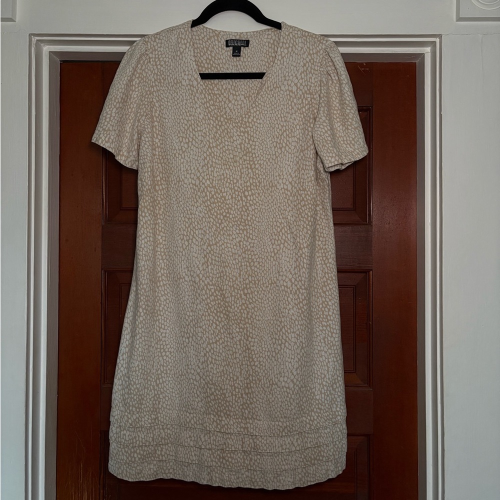 Nicole Miller Cream Patterned Dress